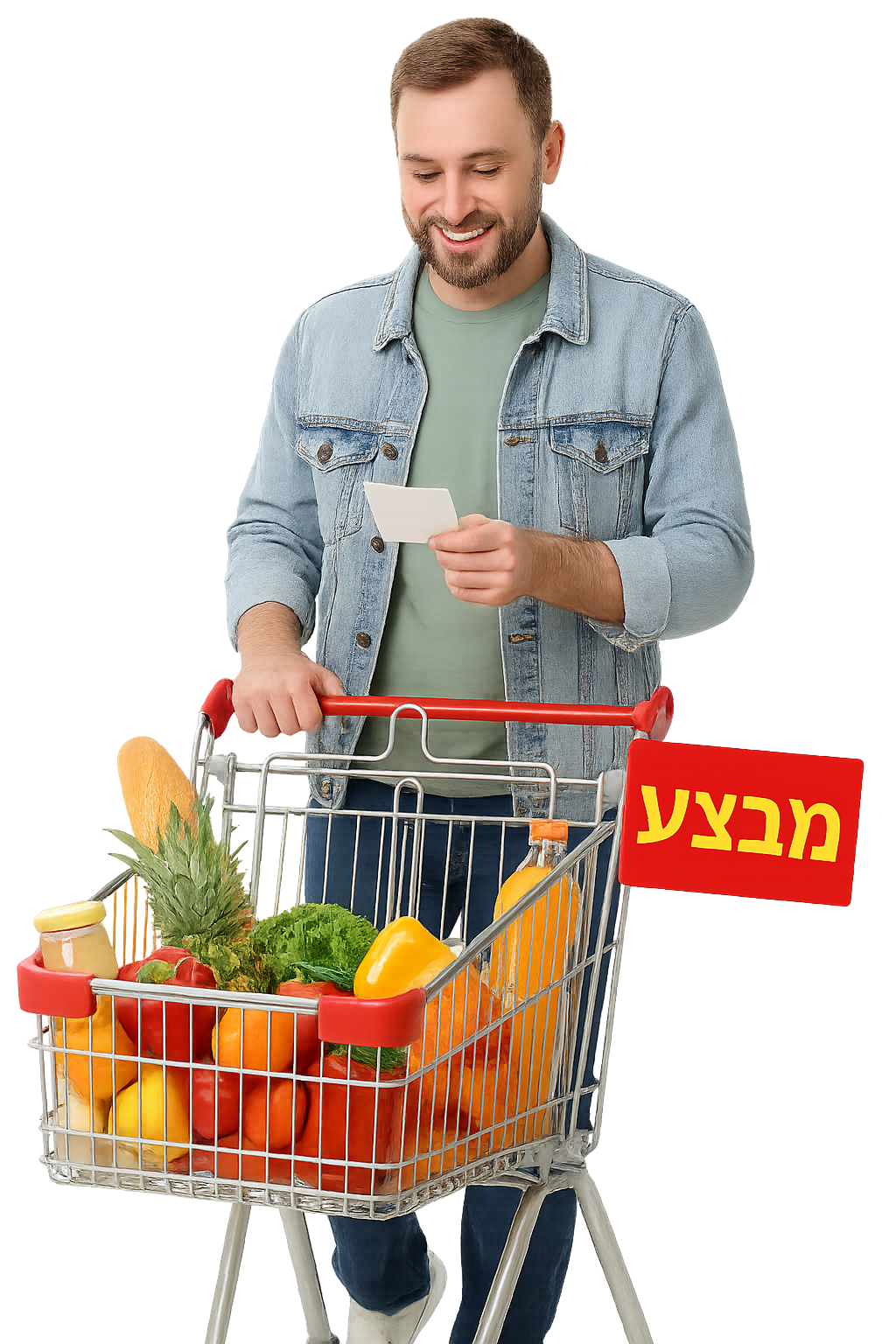 קונה חכם עם עגלה מלאה